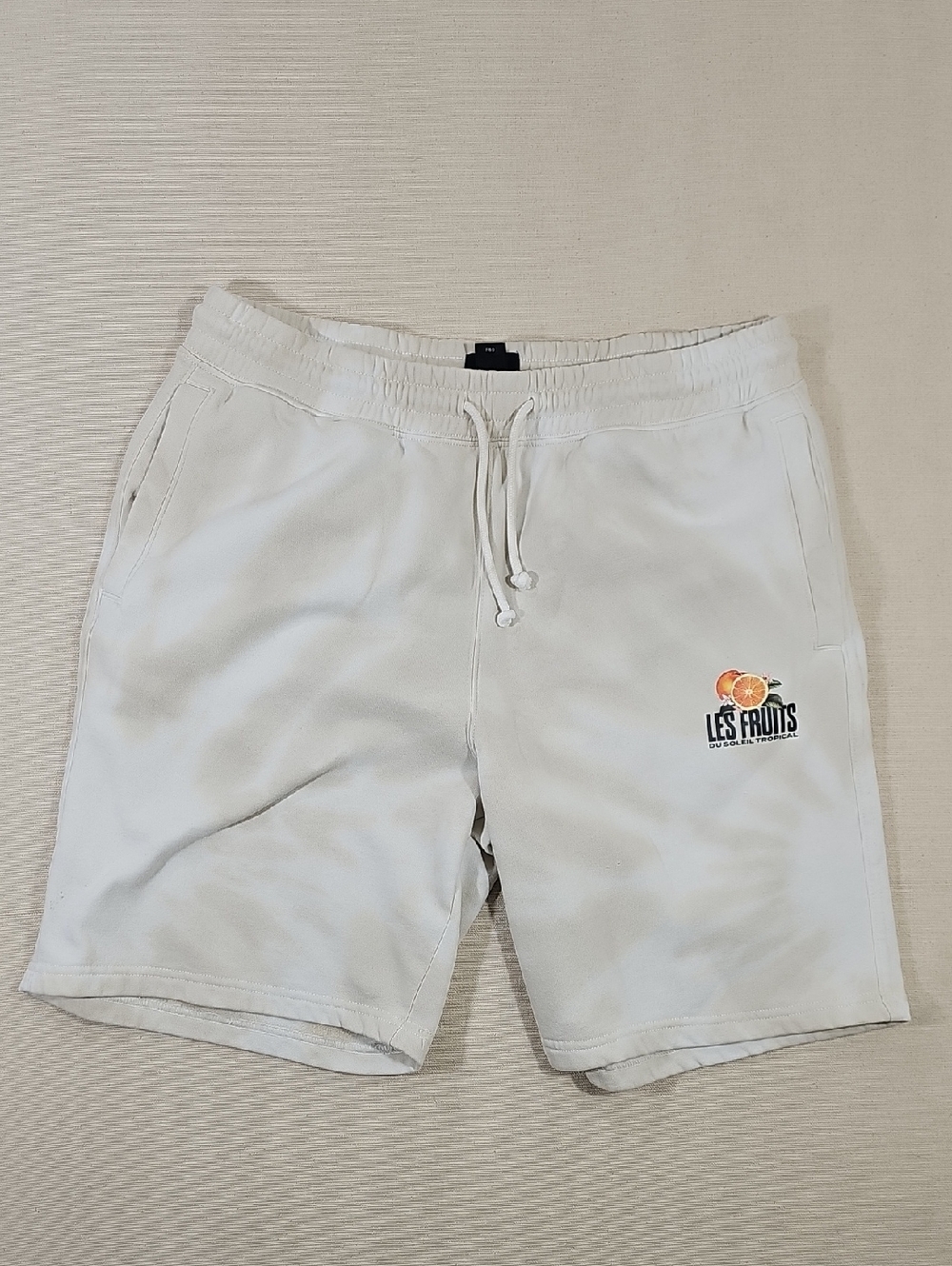 H&M White Men's Athletic Drawstring Shorts with Fruit Logo